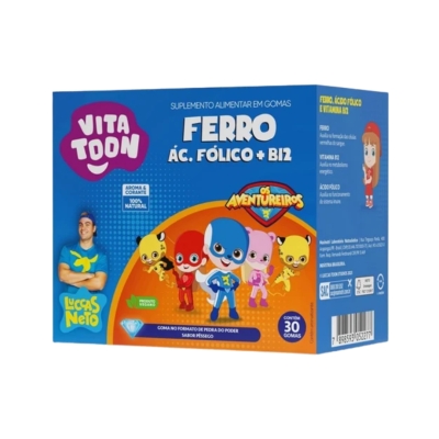 Vitatoon Ferro + Ácido Fólico + Vitamina B12 Luccas Neto – Gomas Mastigáveis Sabor Pêssego – 30 Unid