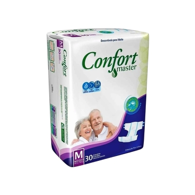 Fralda Geriátrica Confort Master Econômica – Tamanho M – Pacote com 30 unidades