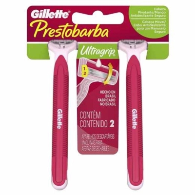 Aparelho de Depilação Prestobarba Ultragrip Móvel Feminino 2 unidades