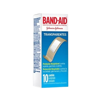 Curativo Band-Aid Transparente – Caixa com 10 Unidades