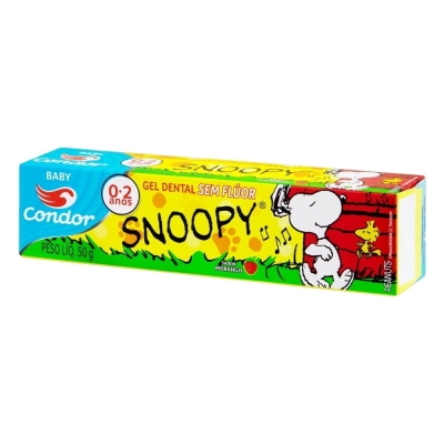 Gel Dental Condor Baby Snoopy Sem Flúor Morango 50g