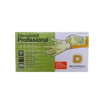 Luva de Procedimento Látex com Pó – Descarpack – Tamanho M – Caixa com 100 Unidades