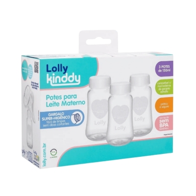Kit Conjunto 3 Potes para Leite Materno – 150 ml – Lolly Baby