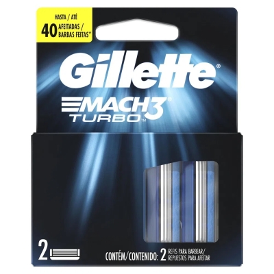 Carga Para Aparelho De Barbear Gillette Mach3 Turbo 2 Unidades