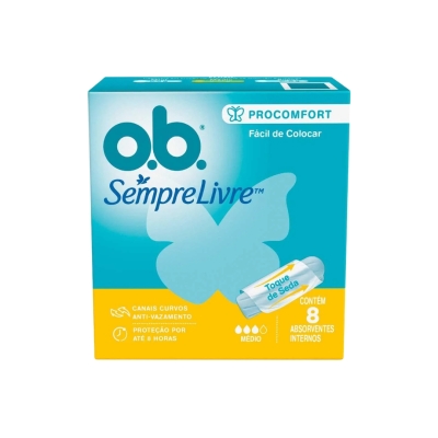 Absorvente Interno O.B ProComfort Médio – Caixa com 8 Unidades