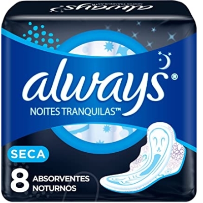Absorvente Noturno Always Noites Tranquilas Seca com abas 8 Unidade