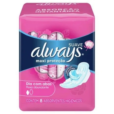 Absorvente Always Pink com Abas 8 Unidades