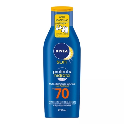 Nivea Sun Protect & Hidrata – Protetor Solar Facial e Corporal – FPS 70 – Frasco 200 ml

