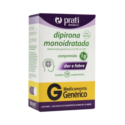 Dipirona Monoidratada 1 g - Analgesico e Antitermico - 10 Comprimidos