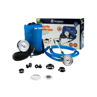 Conjunto Acadêmico Esfigmomanômetro + Estetoscópio Azul — Incoterm