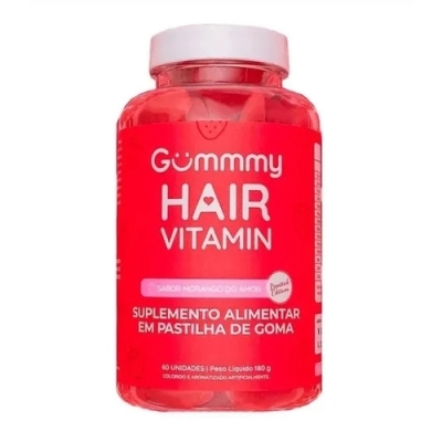 Suplemento Alimentar Gummy Hair Vitamin Morango do Amor 60 Unidades