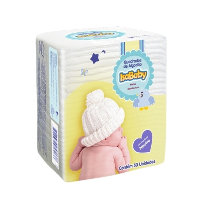 Algodão Quadrado IsaBaby – 50 Unidades