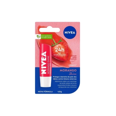  Protetor Labial Nivea Lip Care Morango Shine – Bastão 4,8 g 