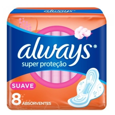 Absorvente Always Super Proteção Suave com abas 8 Unidades