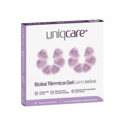 Bolsa Térmica de Gel para Seios Uniqcare – 2 Unidades com Capa Flanelada