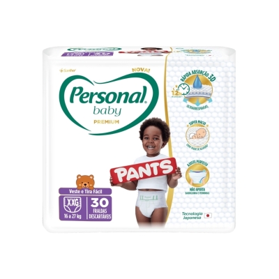 Personal Baby Fralda Calça Premium Pants XXG 30 Unidades (16 a 27kg)