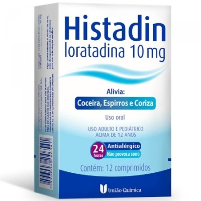 Histadin 10mg 12 Comprimidos - Antialérgico para Rinite e Urticária