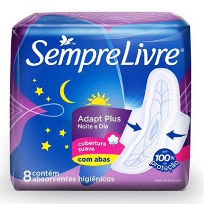 Absorvente Sempre Livre Noturno Suave C/Abas 8un