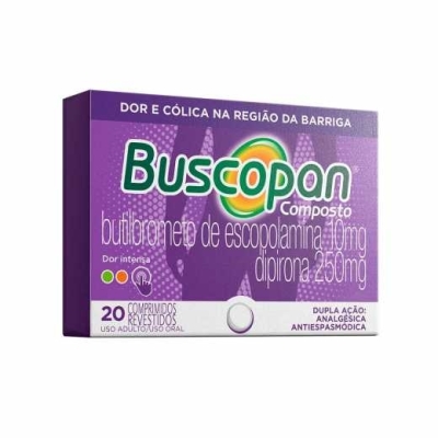 Buscopan Composto Butilbrometo de Escopolamina 10mg + Dipirona Sódica 250mg 20 comprimidos