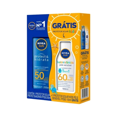 Kit Nivea Sun Kit Protetor Solar Protect & Hidrata FPS50 200ml + Protetor Solar Kids Sensitive FPS60