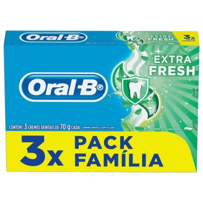 Creme Dental Oral-B Escudo Extra Fresh Pack Família 70g 