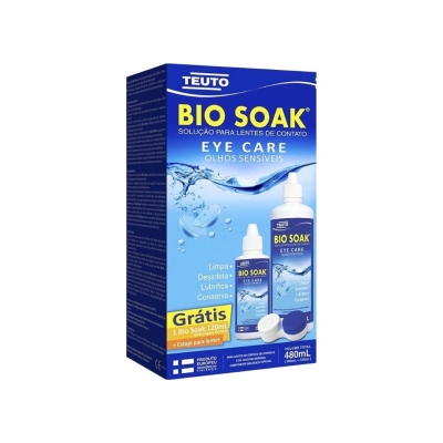 Kit Bio Soak Solução para Lentes de Contato – Frasco 480 ml + Estojo para Lentes