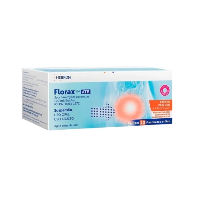Florax-SM ATB Adulto framboesa 10 flaconetes de 5 mL — Suspensão probiótica oral.