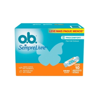 Absorvente Interno O.B. Original Super Leve 10 Pague 8 Unidades 