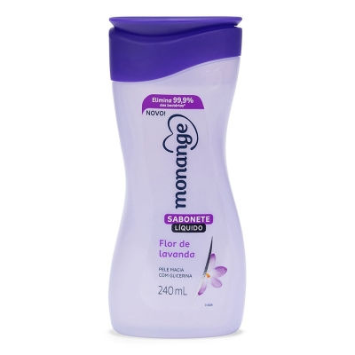 Sabonete Líquido Monange Flor de Lavanda 240ml - Limpeza Profunda e Aroma Suavel