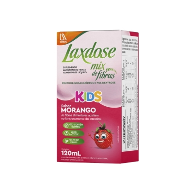 Laxdose Kids Morango 120 ml – Suplemento Alimentar de Fibras para Crianças