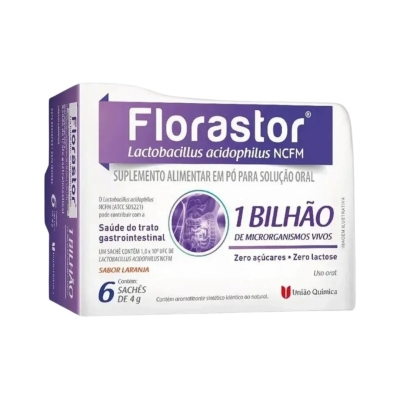 Florastor Zero Açúcar 6 Sachês – Probiótico sabor laranja