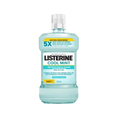 LISTERINE COOL MINT ZERO – ENXAGUANTE BUCAL SEM ÁLCOOL – FRASCO 1 LITRO
