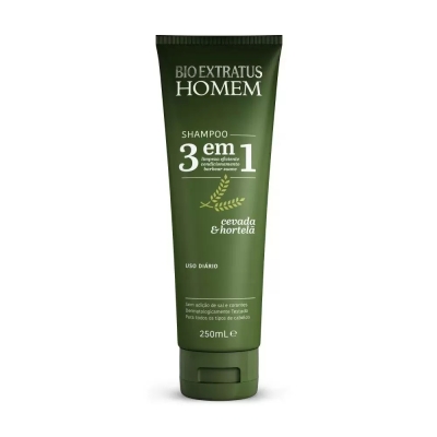 Shampoo Bio Extratus Homem 3 Em 1 Cevada e Hortelã 250ml