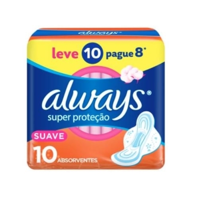 Absorvente Com Abas Always Leve 10 Pague 8 Super Proteção Suave, ALWAYS