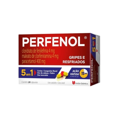 Perfenol 400mg + 4mg + 4mg – Cápsulas Gelatinosas Duras – Caixa com 20 Cápsulas