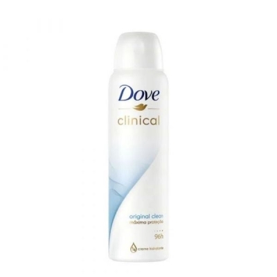 Desodorante Antitranspirante Aerosol Dove Clinical Original Clean 150ml - Máxima Proteção por 96 Hor