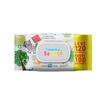 Turminha da Bagunça Lenços Umedecidos Hipoalergênicos 120 Unidades