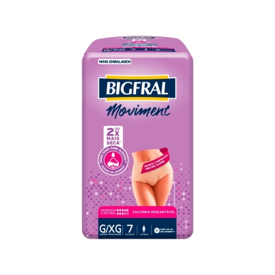 Bigfral Moviment Roupa Íntima Descartável Feminina G/XG 7 Unidades