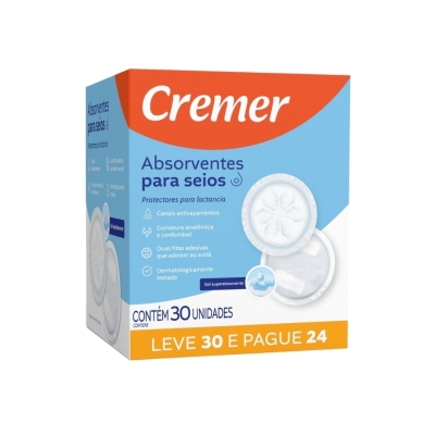 Cremer Absorventes para Seios Gel Superabsorvente 30 Unidades