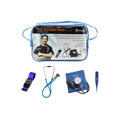 Kit Acadêmico Incoterm Plus KA120 Azul – Conjunto Completo de Instrumentos Clínicos