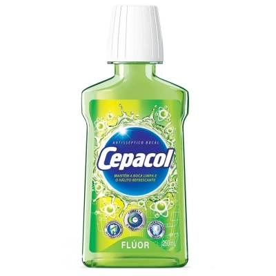 Enxaguante Bucal Cepacol Flúor Antisséptico 250ml - Fortalecimento do Esmalte e Hálito Fresco