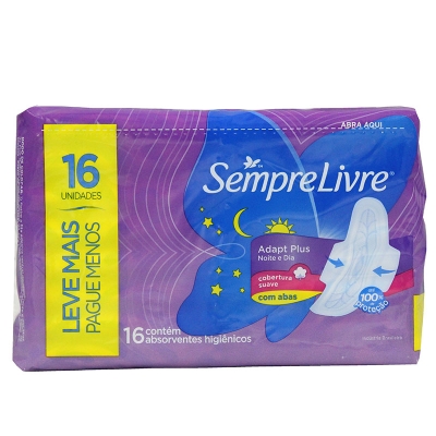 Absorvente Sempre Livre Adapt Plus Noite Dia Suave C/A LV16PG14