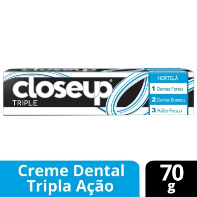 Closeup Triple Hortela Creme Dental Hálito Refrescante e Proteção Anticárie 70 g