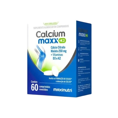 Calcium Maxx K2 (60 comp) — Suplemento de Cálcio com Vitamina D3 e Vitamina K2