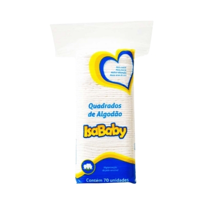 Algodão Quadrado IsaBaby – Pacote com 70 unidades