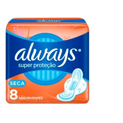 Absorvente Always Super Proteção Seca Com Abas 8 Unidades