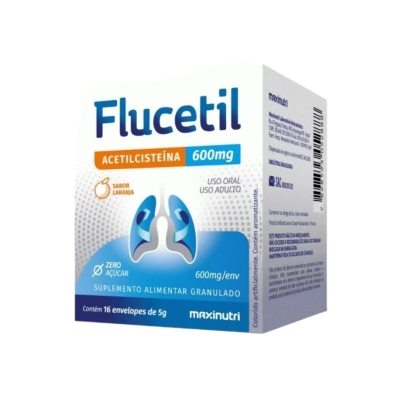 Flucetil Acetilcisteína 600mg Granulado Oral Sabor Laranja - Caixa 16 Envelopes 5g