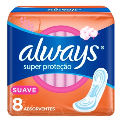 Absorvente Always Super Proteção Suave sem Abas - 8 unidades